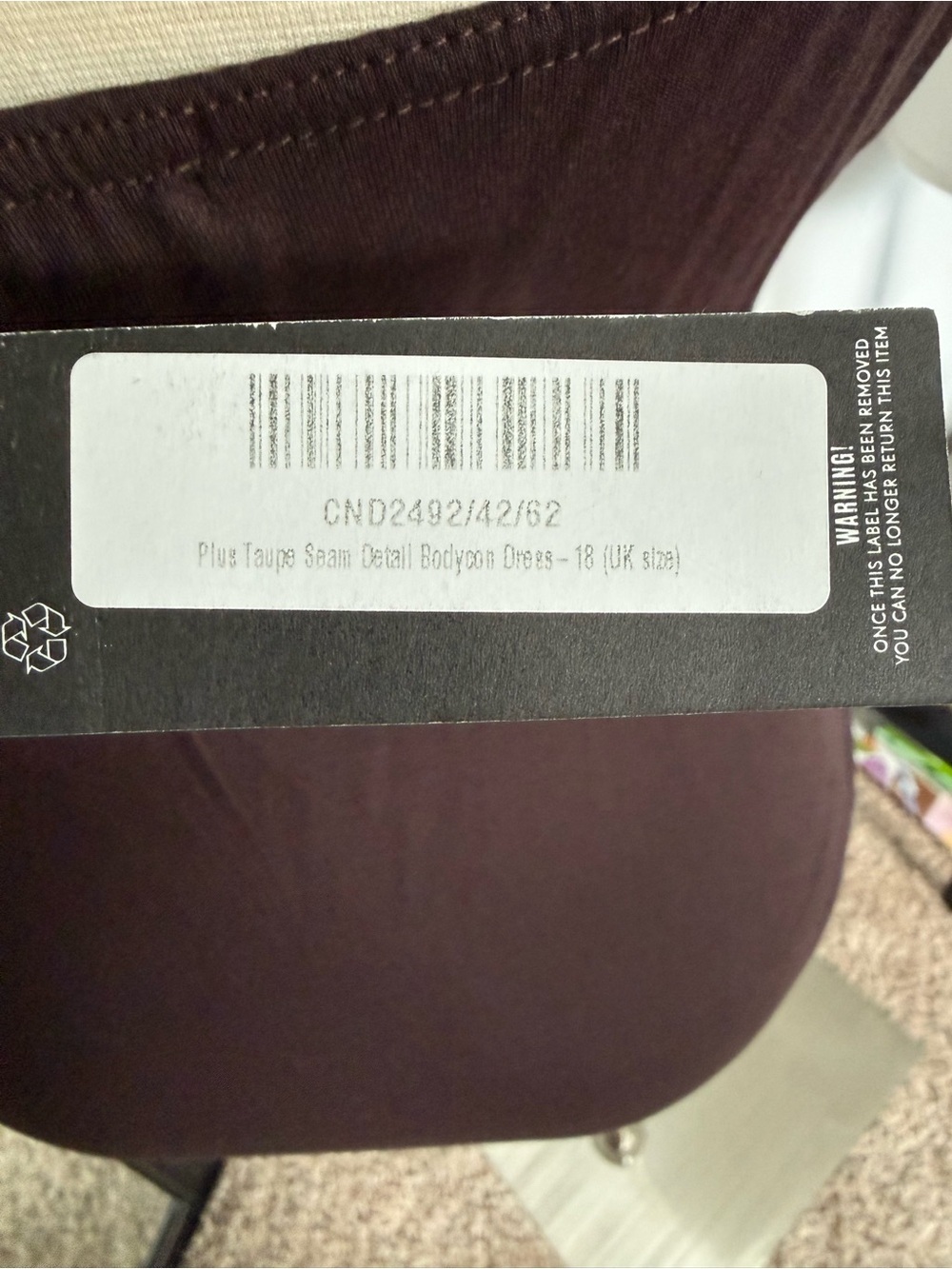 PrettyLittleThing Plus Taupe Seam Detail Bodycon Mini Dress Size 14 NWT - Picture 3 of 4